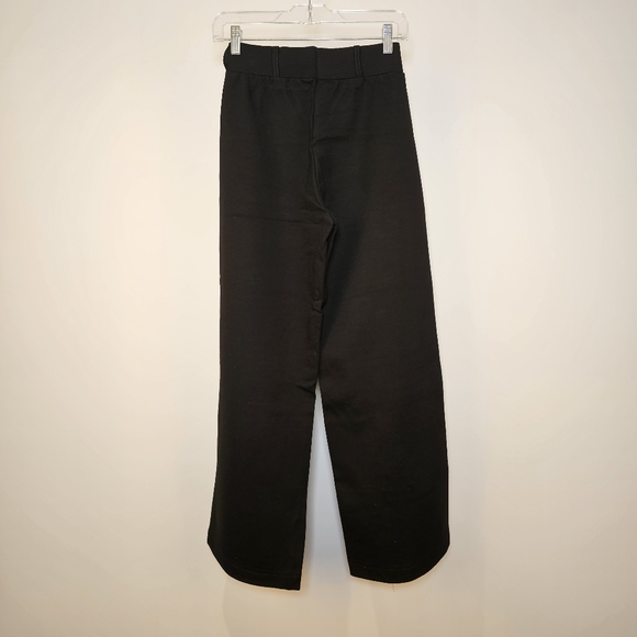 Black 4-way stretch thick knit wide leg pants size S US - Picture 3 of 5